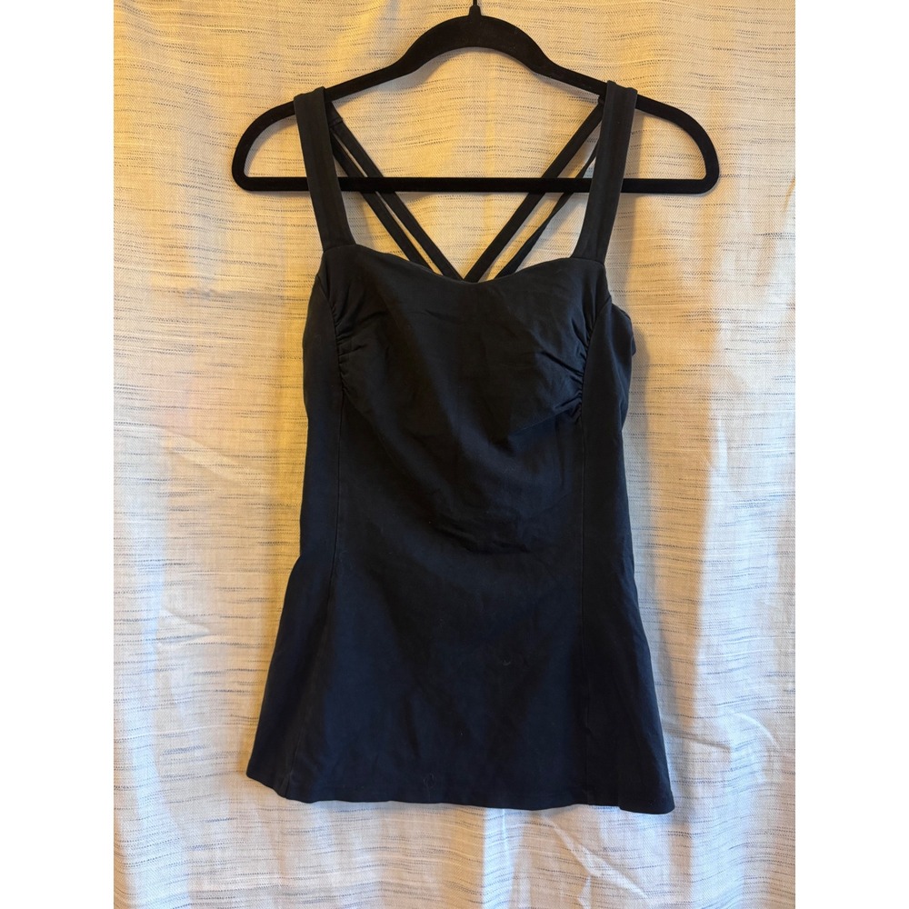 Express Sexy Stretch Black Ruched Strappy Crisscross Back Camisole Top Small